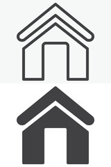 Home button vector icon set in line and solid style