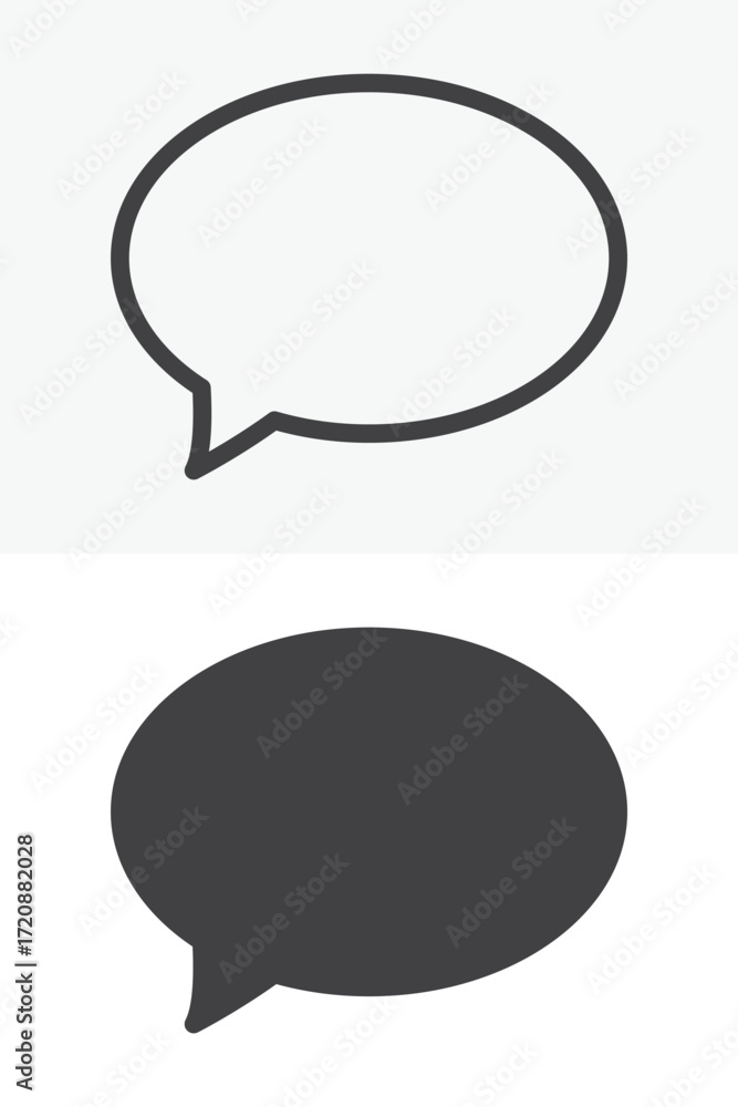 Poster speech bubble button vector icon set in line and solid style