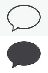 Speech bubble button vector icon set in line and solid style