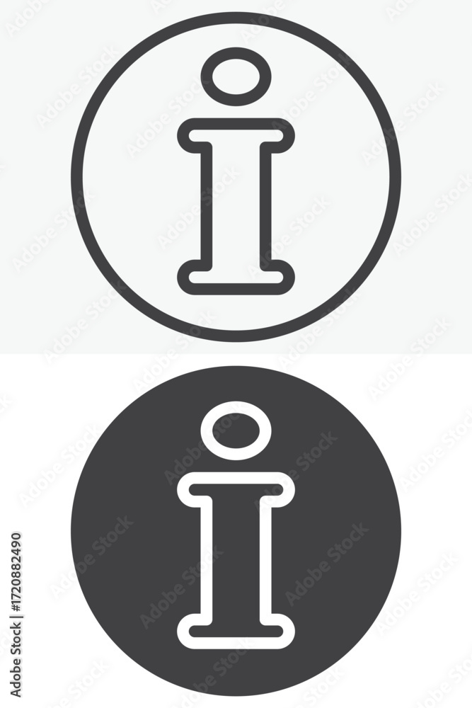 Poster info button vector icon set in line and solid style