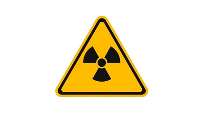 Yellow triangular hazard sign with radiation symbol