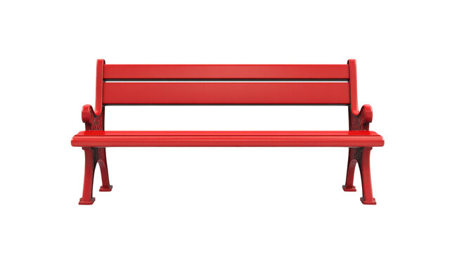 Red park bench isolated on a transparent background