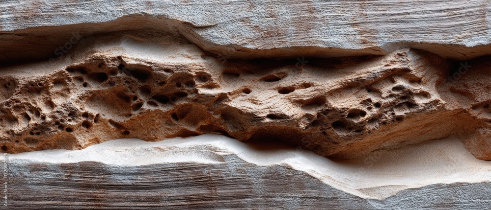 Poster geology fossil strata concept. textured wooden surface with natural patterns and formations.