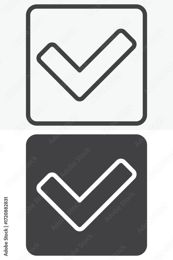 Aufkleber confirmation button vector icon set in line and solid style