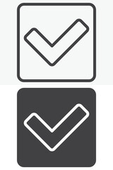 Confirmation button vector icon set in line and solid style