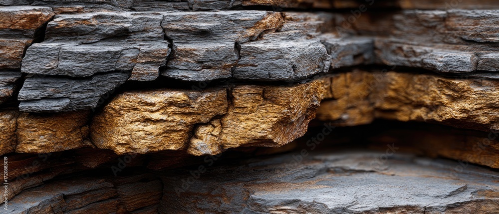 Poster geology fossil strata concept. textured wood with layers showcasing natural patterns and colors.