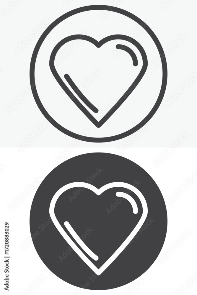 Poster favorite button vector icon set in line and solid style