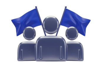 Isolated political rally with demonstration of people in favor of a candidate or party