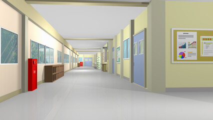 学校の玄関や職員室前を背景にするアニメーションに最適なイラスト（使用するアニメーションに合わせて多種多様のアングルを準備しました）