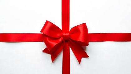 A bright red ribbon with a large, shiny bow in the center, creating a festive holiday atmosphere, Red gift bow, created with generative ai