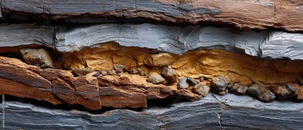 Poster geology fossil strata concept. wood texture with intricate layers showcasing natural patterns and co