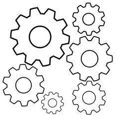 Colorful gear wheels

Industrial cog icons

Engineering gear symbols

Machinery wheel illustration

Multicolor cogwheel design
