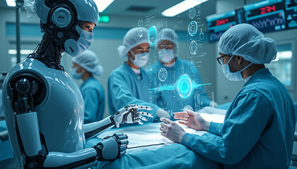 Robot and Surgeons Interacting with Holographic Medical Data