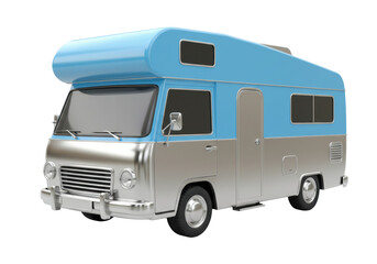 Isolated stylish vintage campervan car travel, retro mobile home for vacation getaway