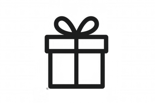 Gift box icon with a bow on top, conveying concepts of presents, birthday, giving, and celebration. Transparent background - Powered by Adobe
