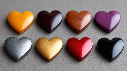 Fototapeta premium Vintage heart-shaped buttons in an array of colors for crafting and design projects