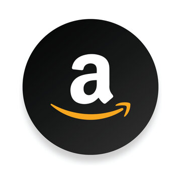 Amazon Logo Symbol in Black Circle Vector Illustration