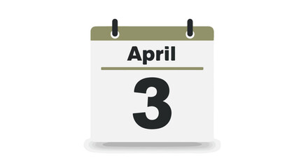 Vectorized April third calendar icon for appointments, reminders and scheduling; representing a specific date in time, clean and modern design