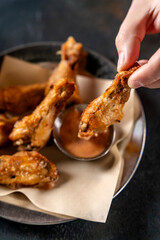 Crispy chicken wings with dipping sauce