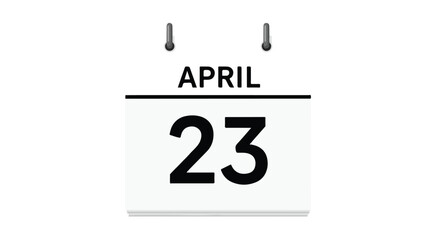 April 23rd calendar displaying an important date with a minimalist aesthetic and a neutral white background for diverse usage scenarios