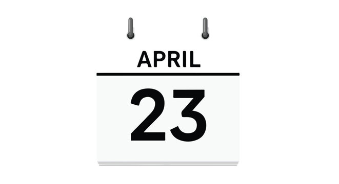 April 23rd calendar displaying an important date with a minimalist aesthetic and a neutral white background for diverse usage scenarios