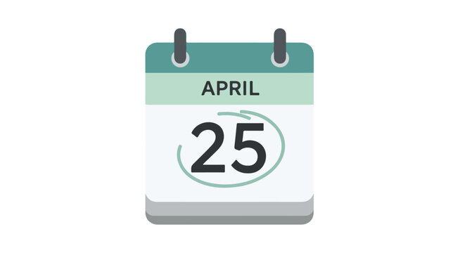 April 25th calendar icon highlighting a specific date for schedule planning and important event reminders in flat design style - Powered by Adobe