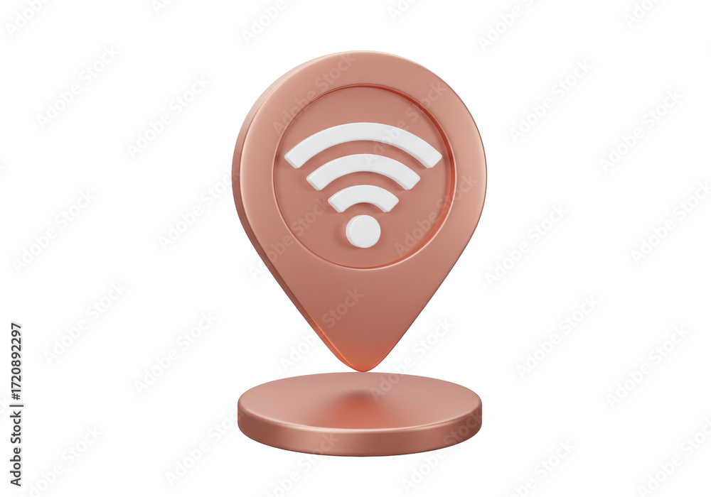 Poster isolated wifi finder symbol, wireless access point location icon, connected network indicator