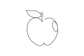 Simple apple line art illustration in continuous style, ideal for logo, decoration, and creative artwork