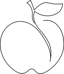 Simple apple line art illustration in continuous style, ideal for logo, decoration, and creative artwork