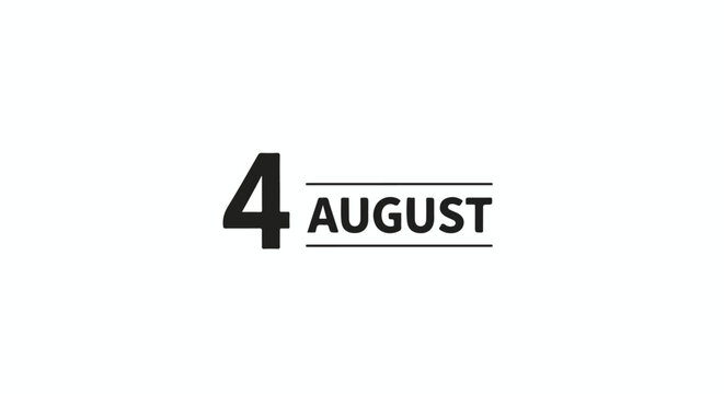 Fourth of August date illustration with simple bold typography on a clean background  commemorating a specific day in August
