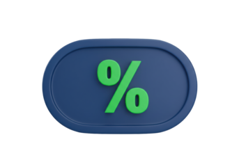 Isolated percentage sign graphic illustration on blue badge sales promotion concept