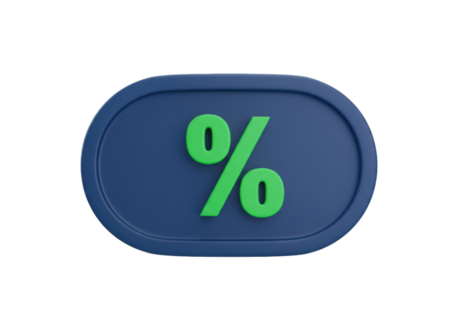 Isolated percentage sign graphic illustration on blue badge sales promotion concept