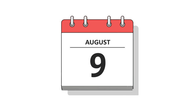Stylish calendar illustration showing August 9th date reminding important planning or notification related to this specific day