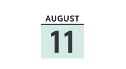 Stylized calendar icon with August 11th date highlighted offering a reminder or schedule, minimal design suitable for digital use offering a minimal