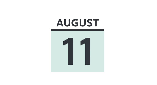Stylized calendar icon with August 11th date highlighted offering a reminder or schedule, minimal design suitable for digital use offering a minimal