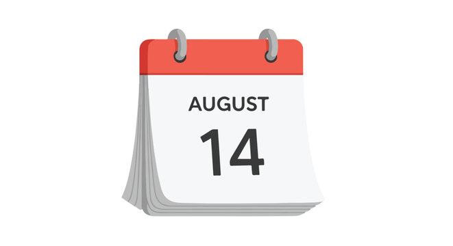 August fourteenth calendar illustration, appointment scheduler and important date reminder, graphic tool for events planning and day deadline