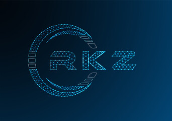 RKZ low poly letter logo vector design. RKZ lower poly logo design. Low poly logo.