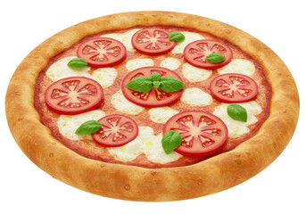 Isolated pizza with tomato and mozzarella, Italian cuisine, culinary photography