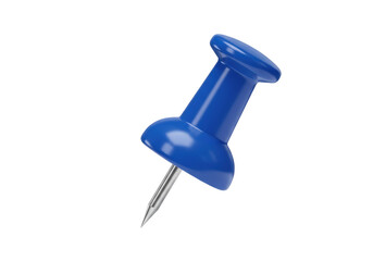 Isolated blue thumbtack or pushpin on a clean backdrop for office or school use