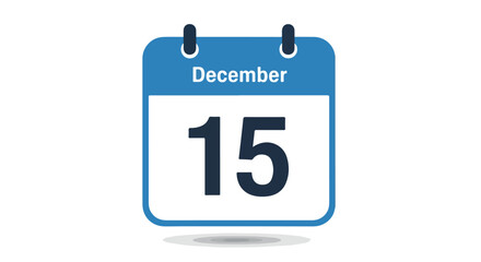 Fototapeta premium December 15th calendar icon indicating important dates, reminders, or scheduling for events and deadlines using a simple graphic representation