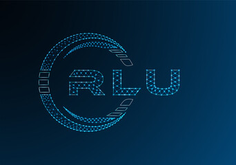 RLU low poly letter logo vector design. RLU lower poly logo design. Low poly logo.