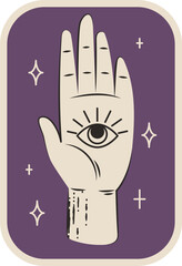 Mystical Psychic Palm Reading Hand with Third Eye