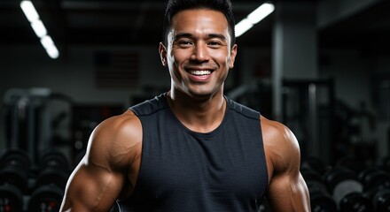 Smiling man in fitness center