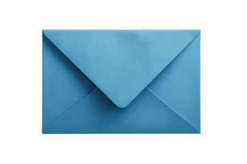 Close-up of a blue envelope against a transparent background communication concept