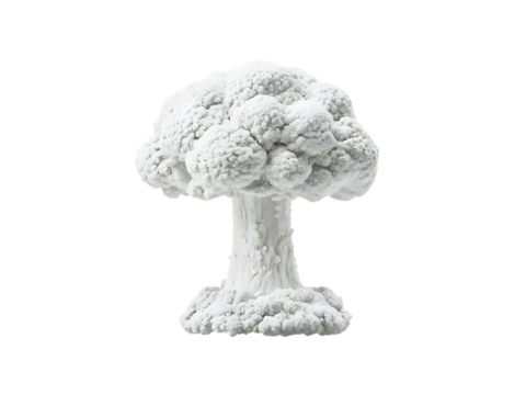 White mushroom cloud explosion on background isolated on a transparent background 1