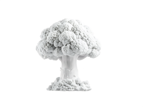 White mushroom cloud cauliflower isolated on isolated on a transparent background