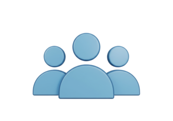 Isolated blue group of people icon, team members, users, circle shapes, leadership concept