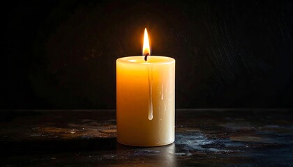 Single candle flame in dark