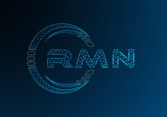 RMN low poly letter logo vector design. RMN lower poly logo design. Low poly logo.