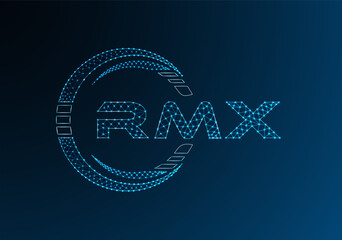 RMX low poly letter logo vector design. RMX lower poly logo design. Low poly logo.